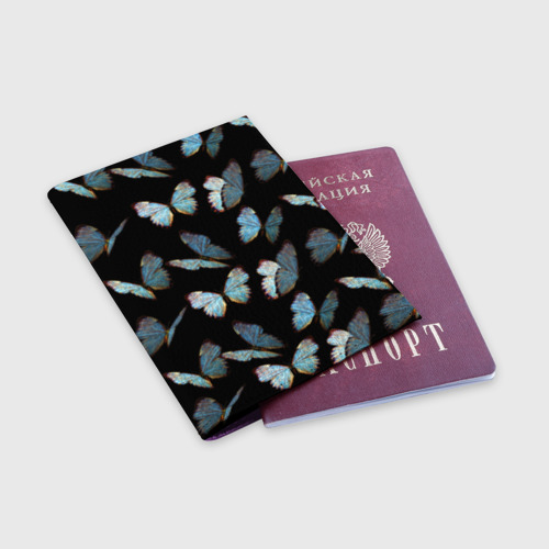 Обложка для паспорта матовая кожа Butterflies pattern, цвет фиолетовый - фото 3