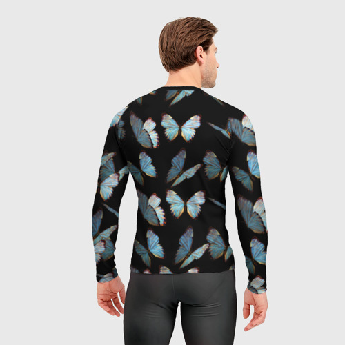 Мужской рашгард 3D с принтом Butterflies pattern, вид сзади #2