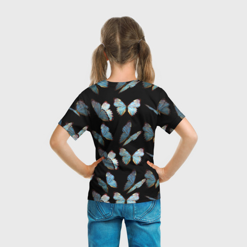 Детская футболка 3D с принтом Butterflies pattern, вид сзади #2