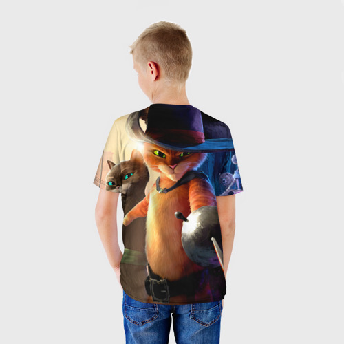 Детская футболка 3D Кот в сапогах, цвет 3D печать - фото 4