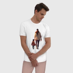 Мужская пижама с белой футболкой хлопок Отец вместе с сыном - фото 2
