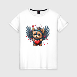 Пёсик ангел – Женская футболка хлопок с принтом купить со скидкой в -20%