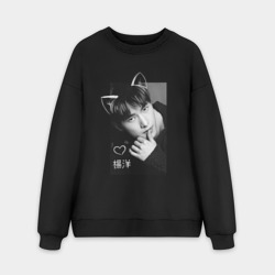 Мужской свитшот oversize без начеса хлопок Котик Ян Ян