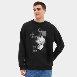 Мужской свитшот oversize без начеса хлопок Котик Ян Ян - фото 2
