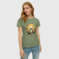 Женская футболка хлопок Медитирующий котик - фото 2