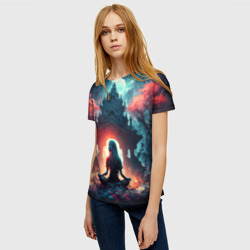 Женская футболка 3D Медитирующая девушка - фото 2