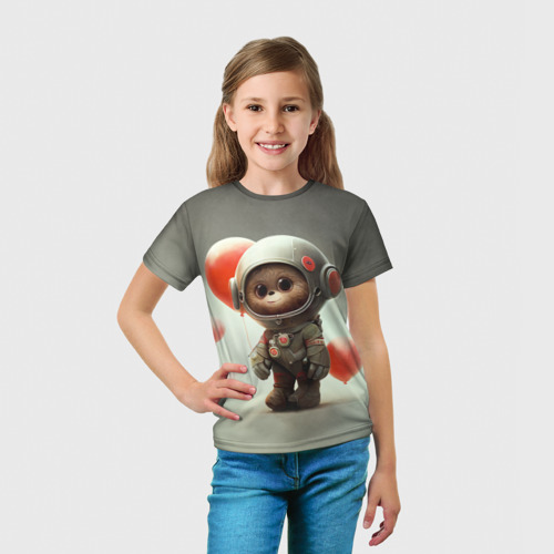 Детская футболка 3D Комонавт с красными шариками, цвет 3D печать - фото 5