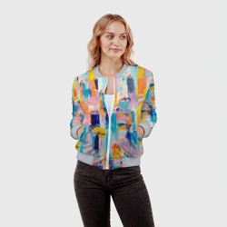 Женский бомбер 3D Живописные мазки краски - фото 2