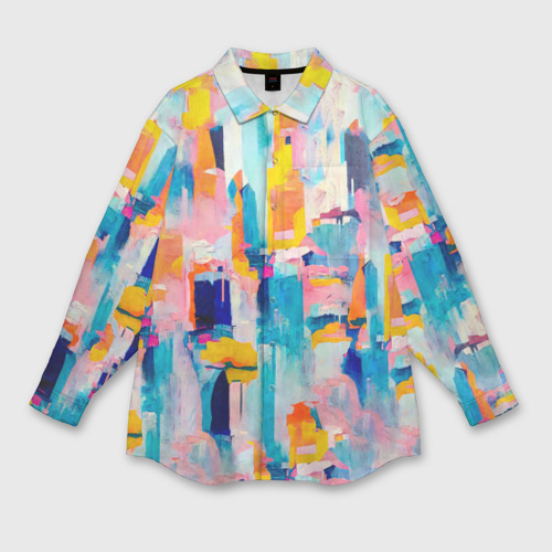 Женская рубашка оверсайз с принтом Живописные мазки краски, вид спереди №1