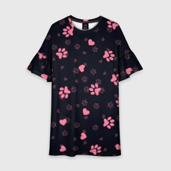 Детское платье 3D Лапки котиков