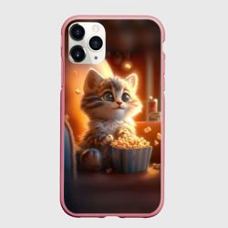 Чехол для iPhone 11 Pro Max матовый Котик с попкорном