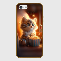 Чехол для iPhone 5/5S матовый Котик с попкорном