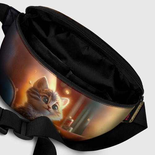 Поясная сумка 3D с принтом Котик с попкорном, фото #6