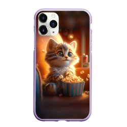 Чехол для iPhone 11 Pro матовый Котик с попкорном