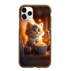 Чехол для iPhone 11 Pro Max матовый Котик с попкорном