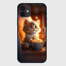 Котик с попкорном – Чехол для iPhone 12 Mini с принтом купить