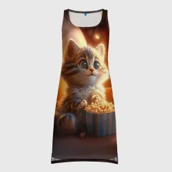 Платье-майка 3D Котик с попкорном