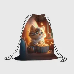 Рюкзак-мешок 3D Котик с попкорном