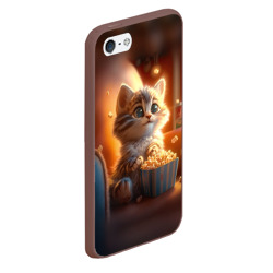 Чехол для iPhone 5/5S матовый Котик с попкорном - фото 2