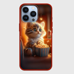 Чехол для iPhone 13 Pro Котик с попкорном
