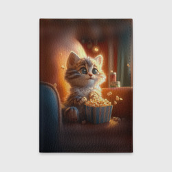 Обложка для автодокументов Котик с попкорном