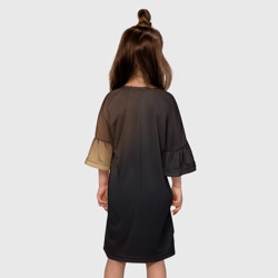 Платье с принтом Котик с попкорном для ребенка, вид на модели сзади №2. Цвет основы: белый