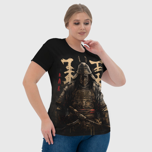 Женская футболка 3D Самурай и надписи, цвет 3D печать - фото 6