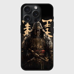 Чехол силиконовый для Apple iPhone 15 Pro матовый Самурай и надписи