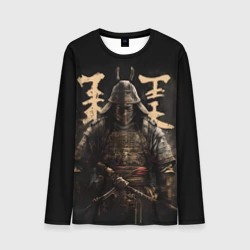 Мужской лонгслив 3D Самурай и надписи