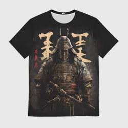 Мужская футболка 3D Самурай и надписи