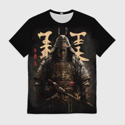 Мужская футболка 3D Самурай и надписи