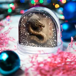 Игрушка Снежный шар Китайский дракон с открытой пастью - фото 2