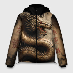 Мужская зимняя куртка 3D Китайский дракон с открытой пастью