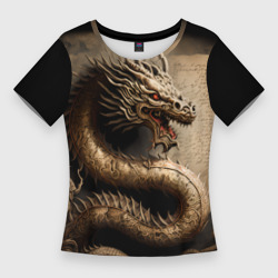 Женская футболка 3D Slim Китайский дракон с открытой пастью