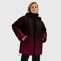 Женская зимняя куртка Oversize Темно-малиновый градиент - фото 2