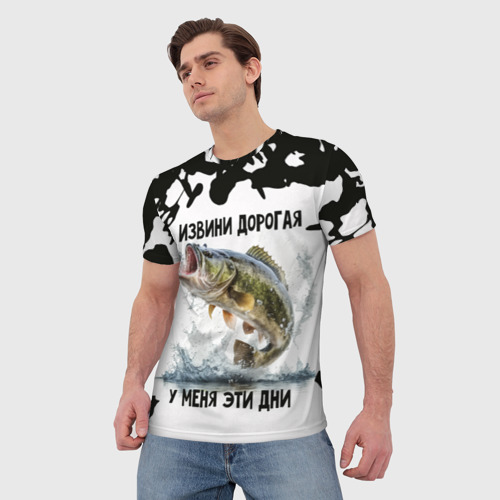 Мужская футболка 3D с принтом Щука мем, фото на моделе #1