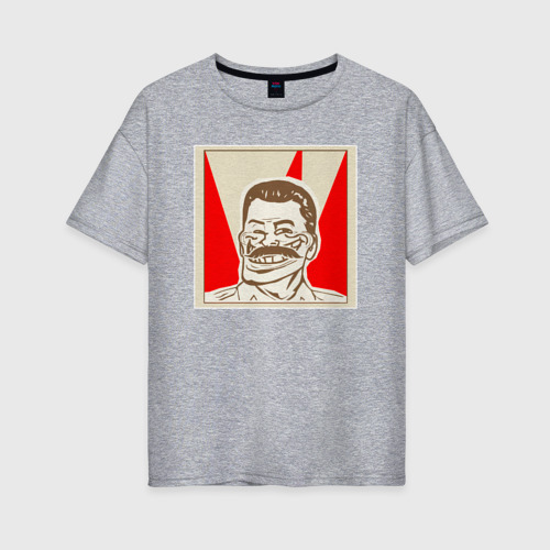 Женская футболка хлопок Oversize с принтом Сталин-тролль, вид спереди #2