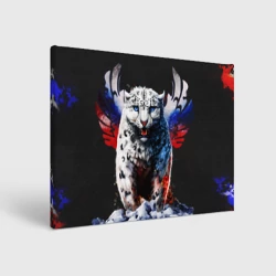Холст прямоугольный Снежный барс и крылья орла в цветах триколора