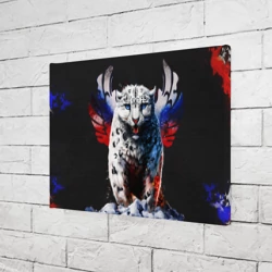 Холст прямоугольный Снежный барс и крылья орла в цветах триколора - фото 2