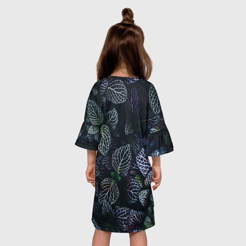 Детское платье 3D с принтом Паттерн из множества тёмных цветов, вид сзади #2