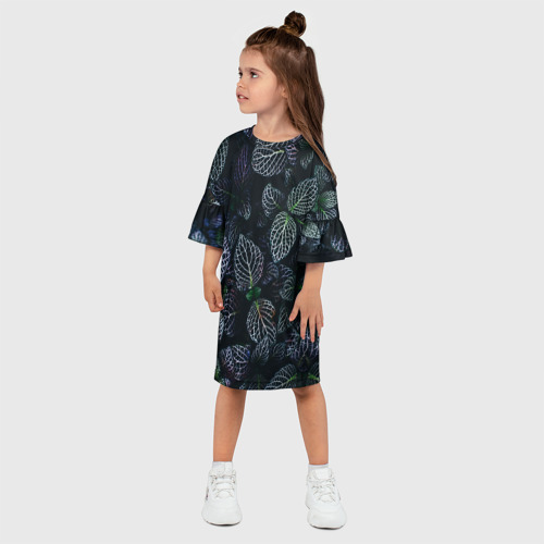 Детское платье 3D с принтом Паттерн из множества тёмных цветов, фото на моделе #1