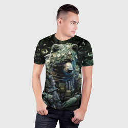 Мужская футболка 3D Slim Медведь снайпер в камуфляже - фото 2