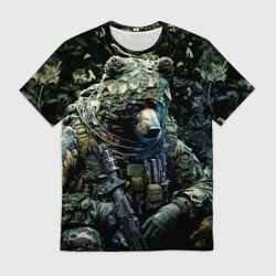 Мужская футболка 3D Медведь снайпер в камуфляже