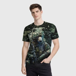 Мужская футболка 3D Медведь снайпер в камуфляже - фото 2
