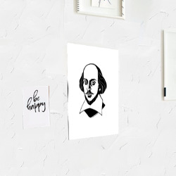 Постер с принтом Портрет Шекспира для любого человека, вид спереди №3. Цвет основы: белый