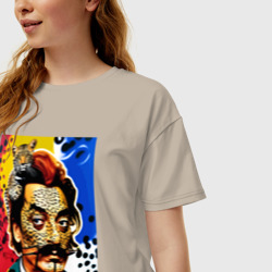 Женская футболка хлопок Oversize Детёныш леопарда и Сальвадор Дали - нейросеть - фото 2