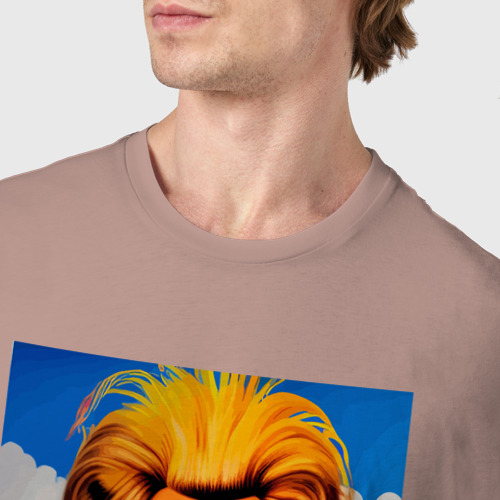 Мужская футболка хлопок Сальвадор Дали в образе льва - нейросеть, цвет пыльно-розовый - фото 6