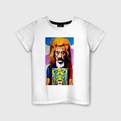 Детская футболка хлопок Сальвадор Дали в образе льва - нейросеть