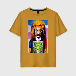 Женская футболка хлопок Oversize Сальвадор Дали в образе льва - нейросеть