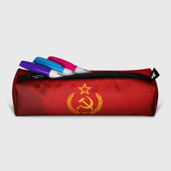 Пенал школьный 3D СССР серп и молот красный фон - фото 2